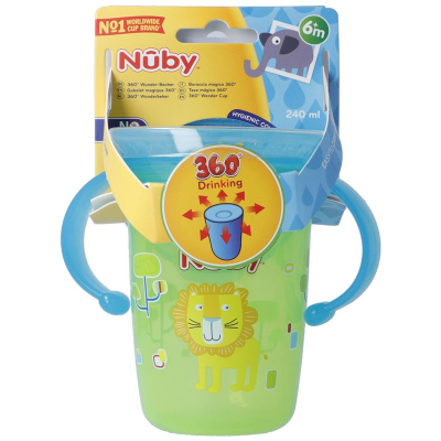 Nuby trinktasse 360° wonder cup 240ml m griff grün