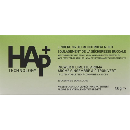 HAp + Lutschtabl Ingwer & Limette Aroma 16 Stk
