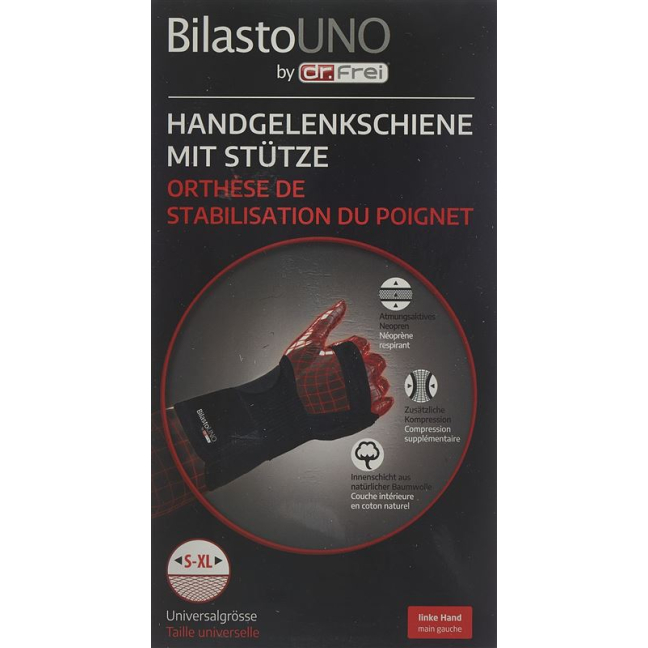 BILASTO Uno Handgelenkschiene S-XL और Stütze Velc