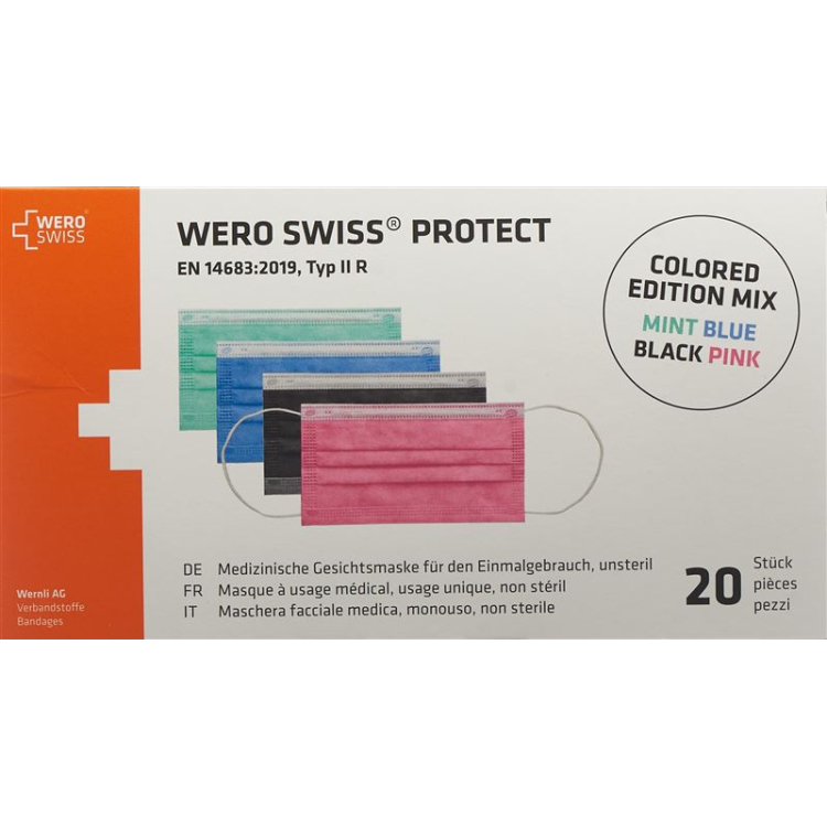 WERO SWISS Protect Maske Type IIR farbig Mix