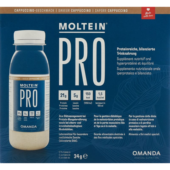 Moltein PRO 1,5 Cappuccino 6 Fl 34 γρ