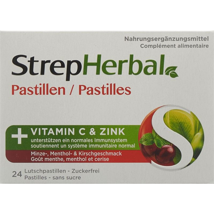 StrepHerbal Pastille Minze Menthol en Kirschgeschmack 24 Stk