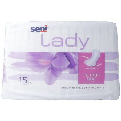 Seni lady super einlage atmungsactive anatomické 18x37cm 5 kvapiek 15 stk