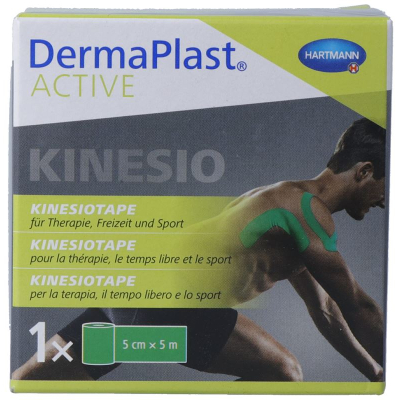 Dermaplast אקטיבי קינסיוטיפ 5 ס"מx5 מ' ירוק