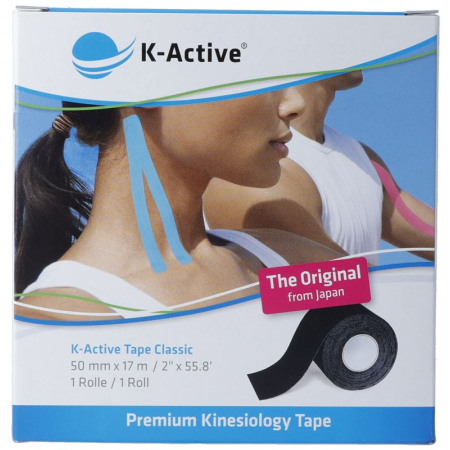 K-Active Kinesiology Tape Classic 5cmx17m μαύρη υδατοαπωθητική
