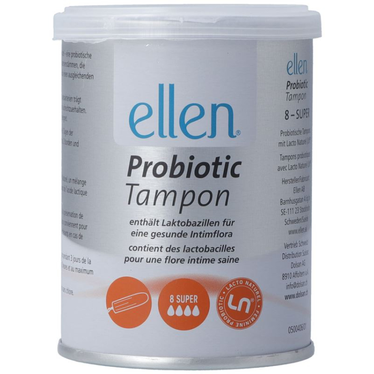 ellen super tampon probiotique 8 pièces