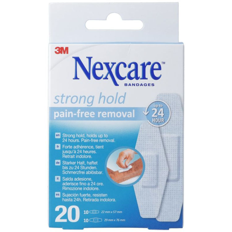 3M Nexcare Strong Hold Pain Free Removal 2 duże zestawy 20 sztuk