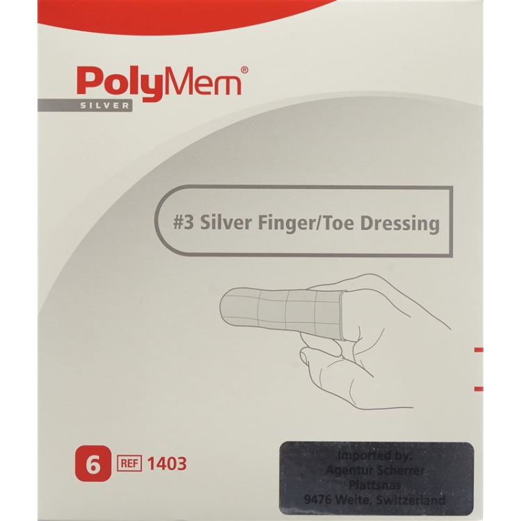 PolyMem Finger/ Zehenverband silver L No.3 6 Stk