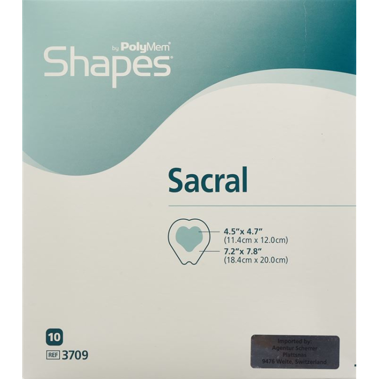 ក្រណាត់រុំរបួស PolyMem Sacral 18.4x20cm មាប់មគ 10 x