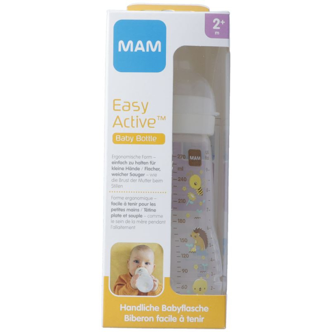 MAM Easy Active Baby Bottle Flasche 270ml 2+m Unis