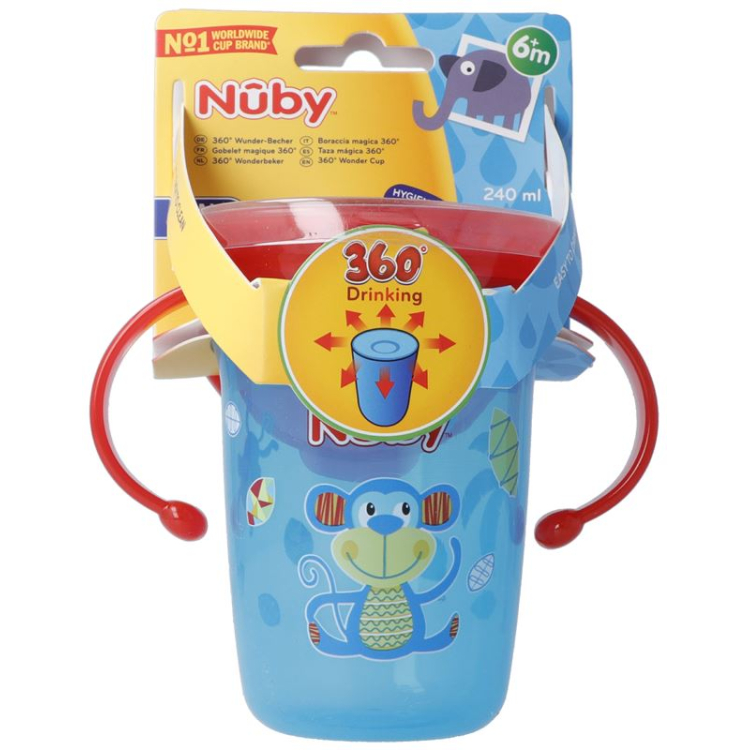 Nuby Trinktasse كوب وندر 360 درجة 240 مل مع Griffen auslaufsicher