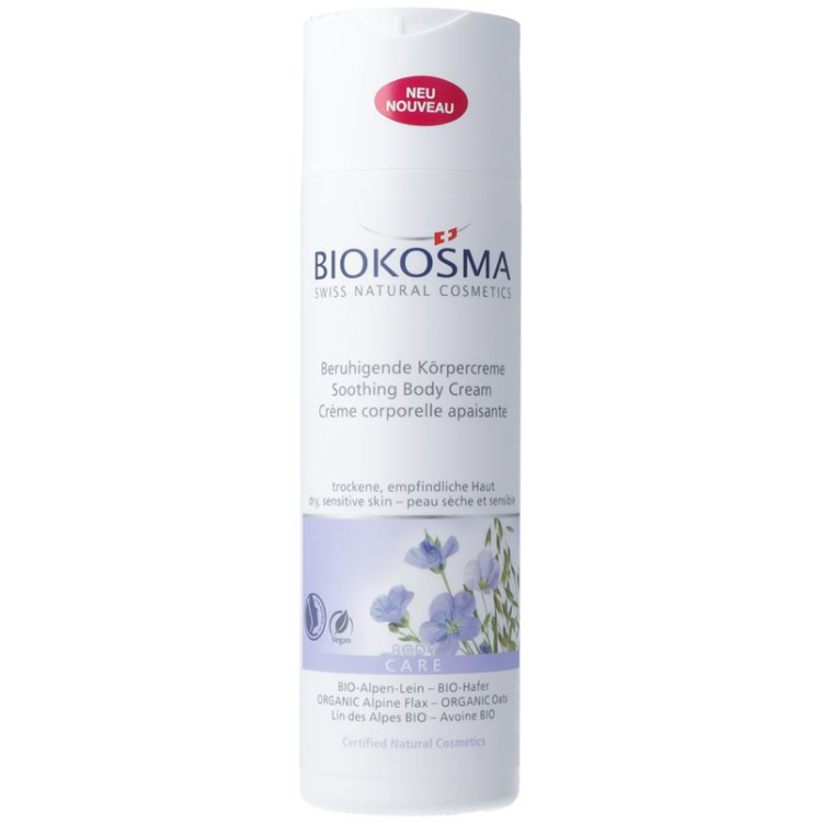 Biokosma Beruhigende Körpercreme BIO-Alpen-Lein BIO-Hafer Fl 200 ml