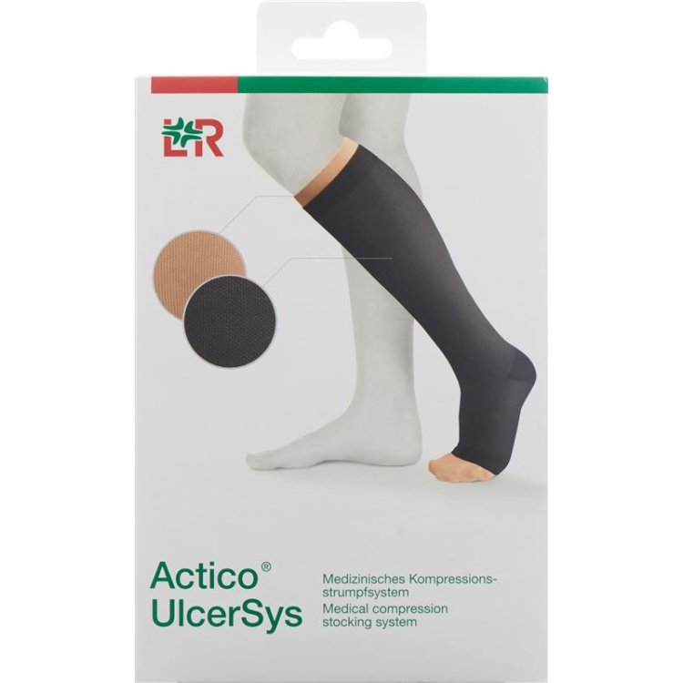 Actico UlcerSys compression stocking system l long black / sand