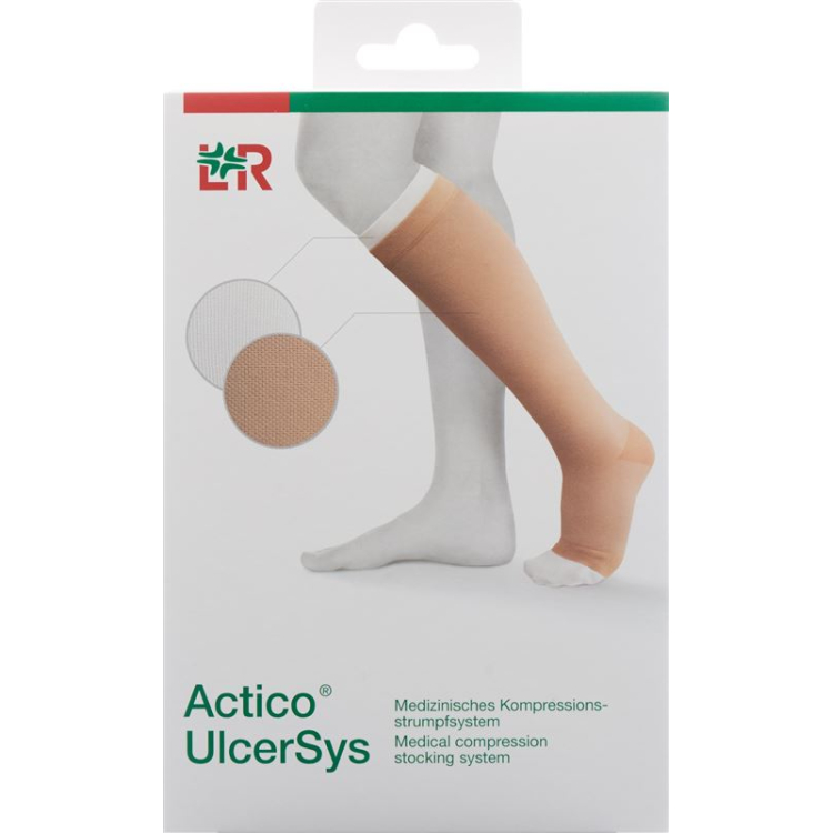 Actico UlcerSys compression stocking system M long sand / white