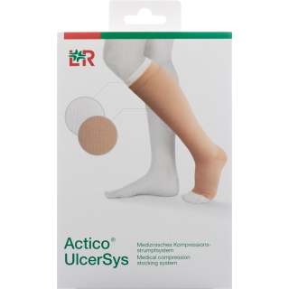 Actico UlcerSys compression stocking system S long sand / white