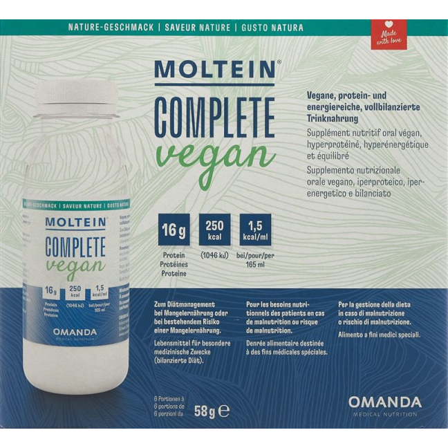 Moltein Complete Vegan Nature 6 Fl 58 g - Vegan Protein Supplement