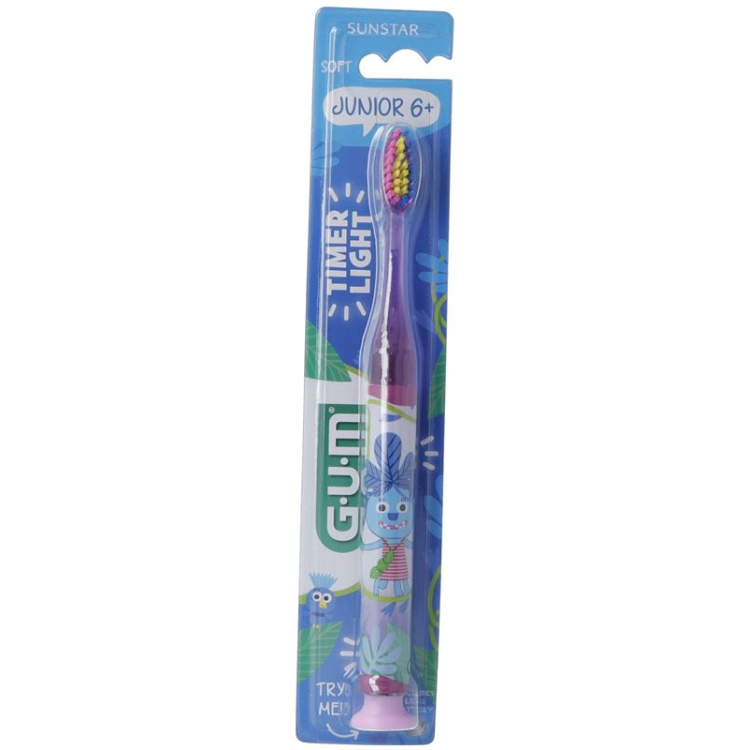 GUM Junior 6+ កម្មវិធីកំណត់ម៉ោងពន្លឺ Zahnbürste lila