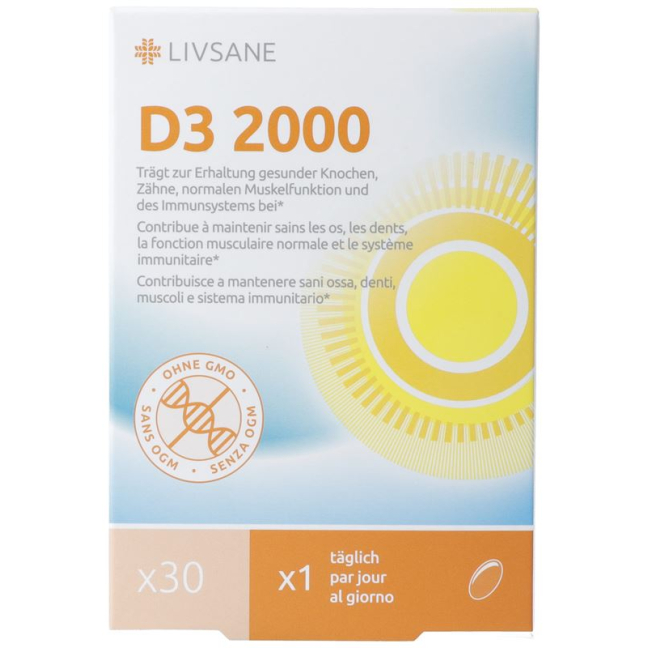 Livsane Vitamin D3 2000 - Dietary Supplement for Healthy Bones and Teeth