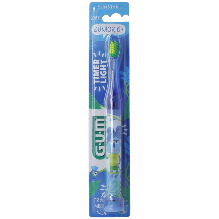 GUM Junior 6+ Timer Light Zahnbürst blauw