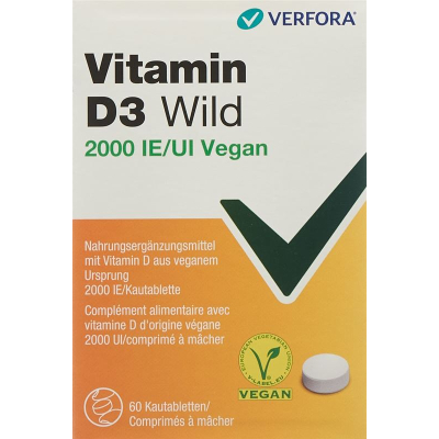 វីតាមីន d3 wild chewable tablets 2000 ie vegan