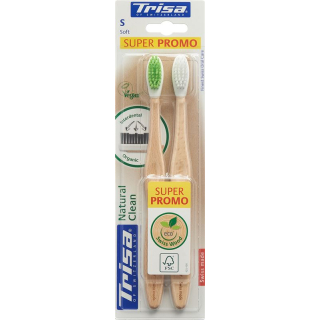 TRISA Natural Clean wooden toothbrush soft DUO