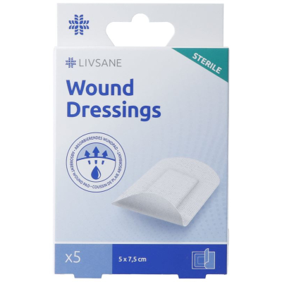 Livsane sterile wound dressings 5x7.5cm 5 pcs