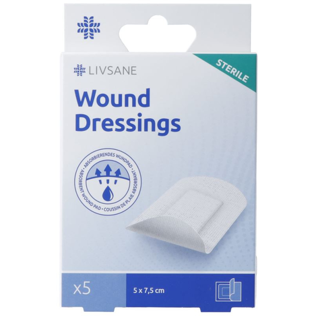 Livsane Sterile Wound Dressings 5x7.5cm 5 Stk
