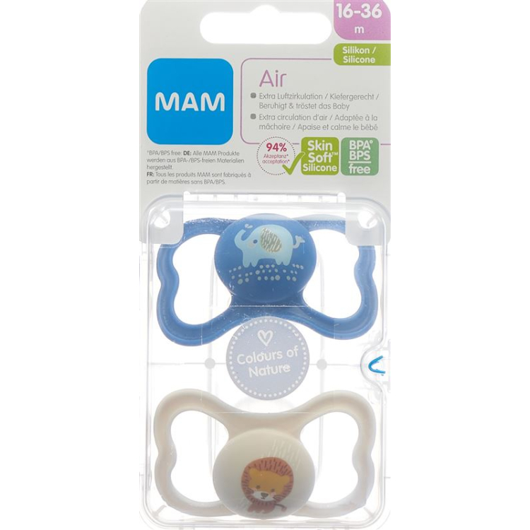 MAM Air Nuggi Silikon Cậu bé 16-36m