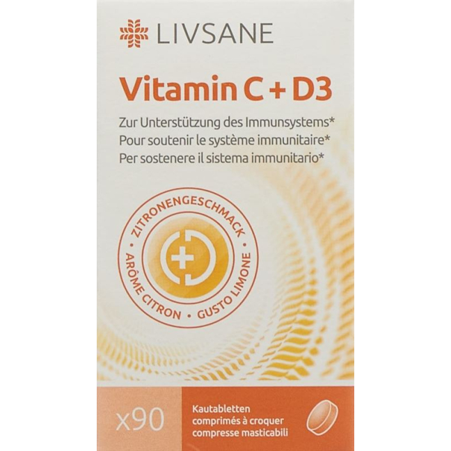 LIVSANE فيتامين C + D3 Kautabletten