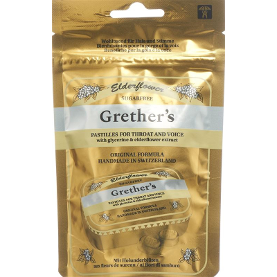 Grethers elderflower pastillen ohne sugar bag 110 ក្រាម។