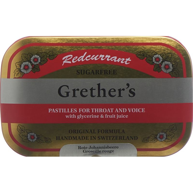 Pastilha Grethers Redcurrant Vitamina C ohne Zucker Ds 110 g