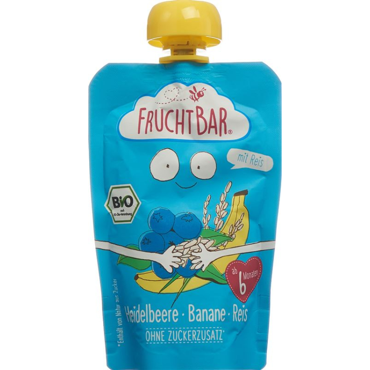 Fruchtbar Fruchtpüree Bio Heidelbeere Banane Reis Btl 100 գ