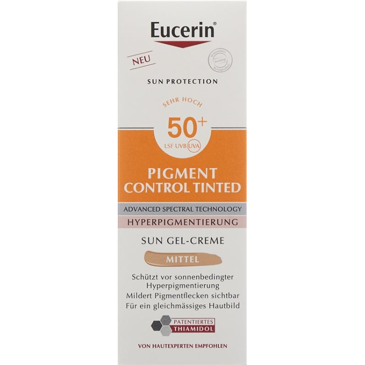 Eucerin SUN Pigmen Muka Kawalan Cecair Getönt Sederhana LSF50+ Disp 50 ml