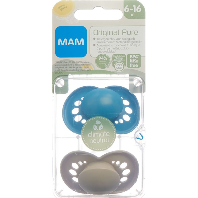 MAM Original Nuggi Pure Silikon 6-16 Monate 2 Stk