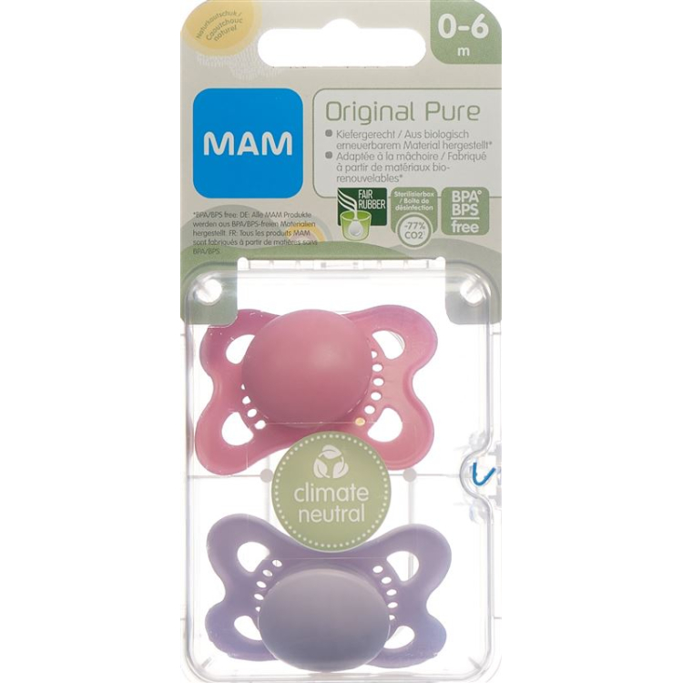 MAM Original Nuggi Pure Kautschuk 0-6 Monate 2 Stk