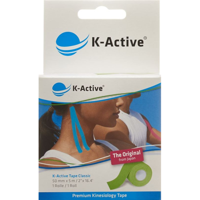 K-Active Kinesiology Tape Classic 5cmx5m жасыл судан қорғайтын
