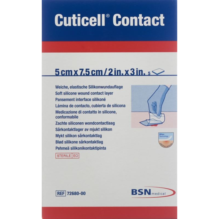 Contact Cuticell silicone dressing 5x7.5cm 5 pcs