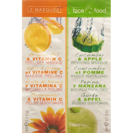 Food Face Face Mask with orange oil and cucumber 2 x 6 ml