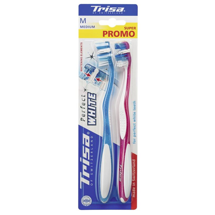 ច្រាសដុសធ្មេញ Trisa Perfect White មធ្យម