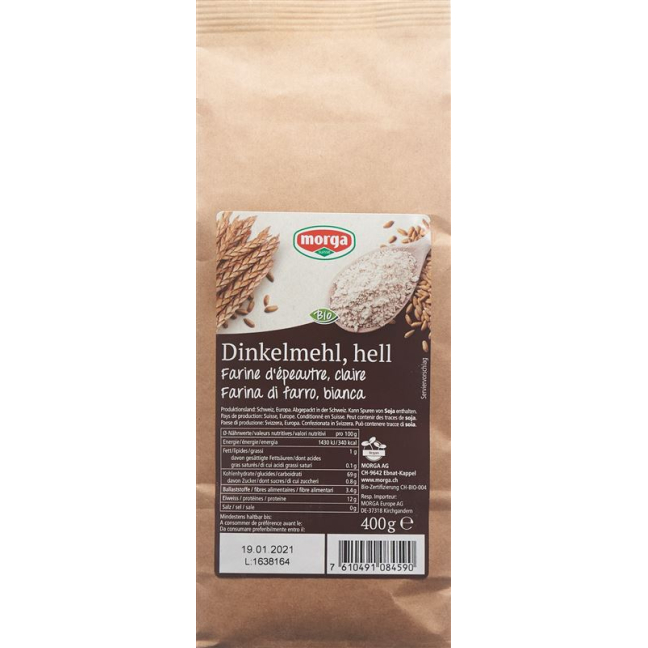 Morga spelled flour light organic bag 400 g