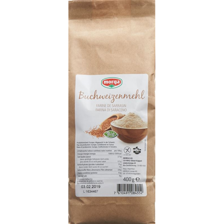 Morga buckwheat flour organic gluten free Btl 400g