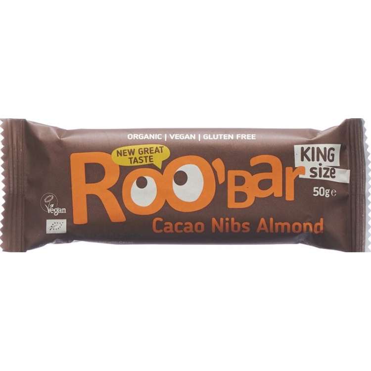 Roobar Raw Bar Kepingan Koko dan Badam 16 x 50 g