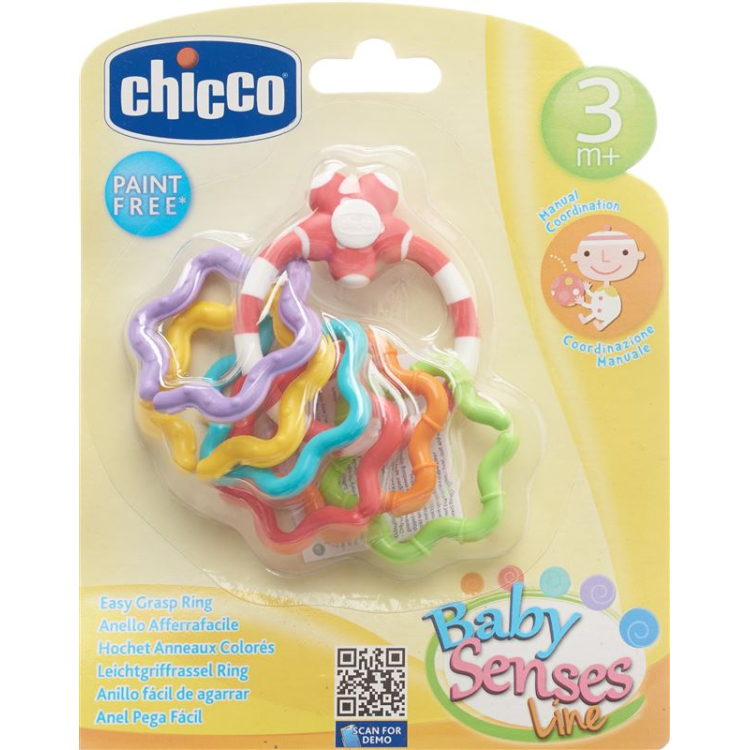 Chicco light grip zvečka šareni prstenovi 3M+