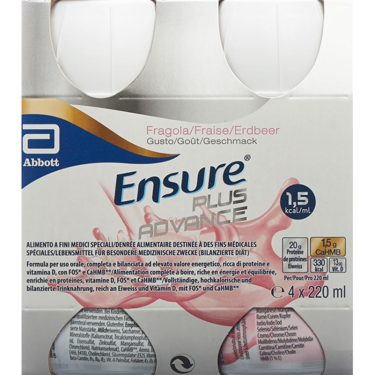 Ensure Plus Advance Erdbeere 24 x 220 ml