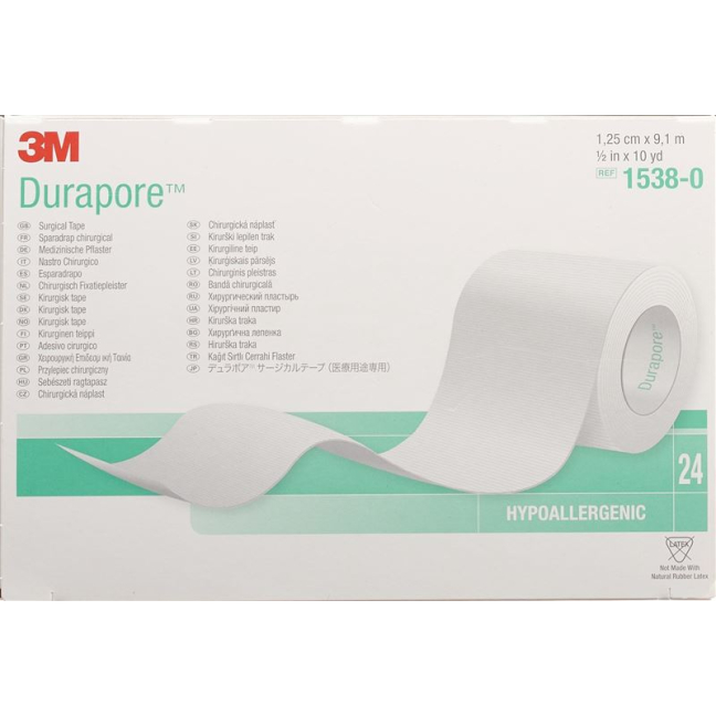 3M Durapore artificial silk roll plaster 1.25cmx9.14m 24 pcs