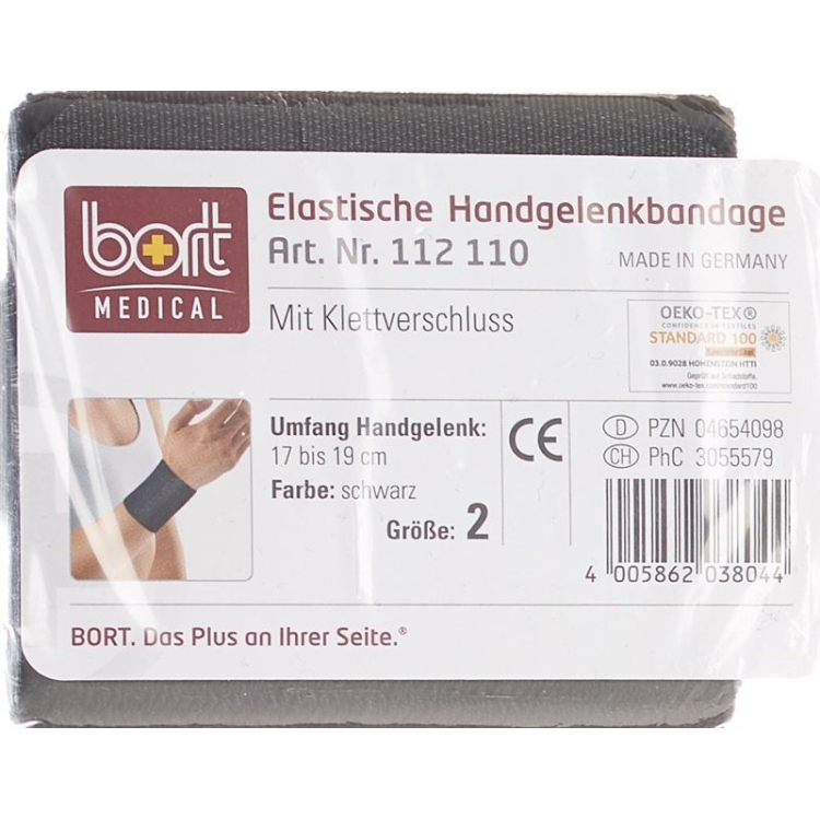 BORT polsbandage klittenband 8 cm maat 2 -19cm zwart