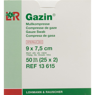 Conjunto de compressa de gaze Gazin 7,5 x 9 cm 8 x estéril 25 x 2 unidades