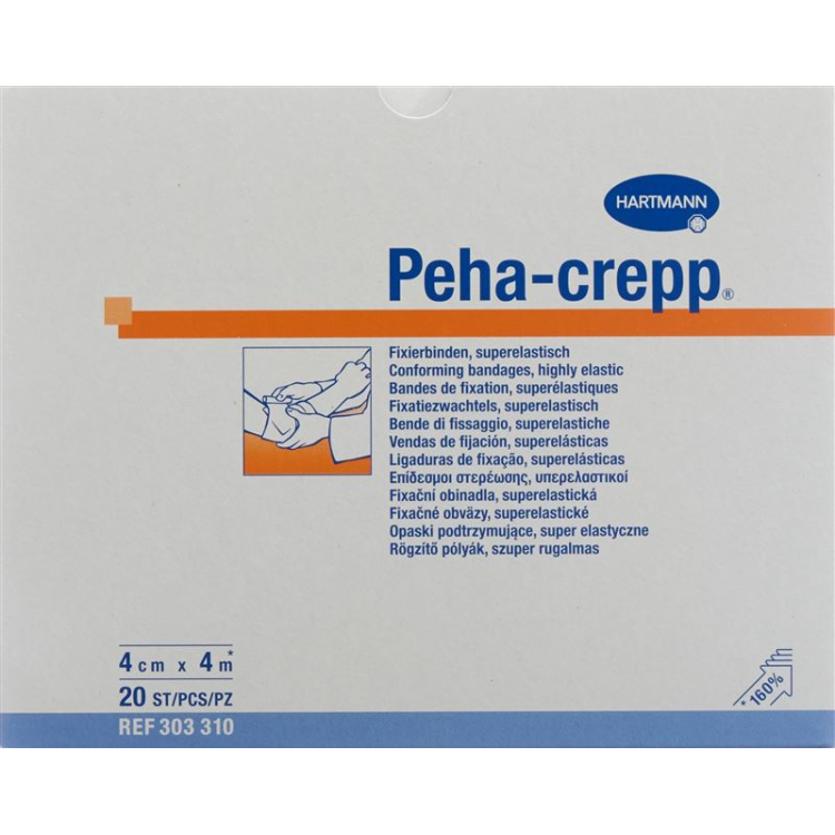 Peha Crepp krepový obväz 4mx4cm biely 20 ks