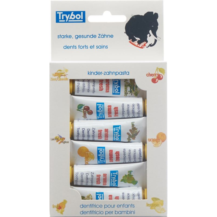 Creme dental infantil Trybol diversos sabores 6 tb 8 ml