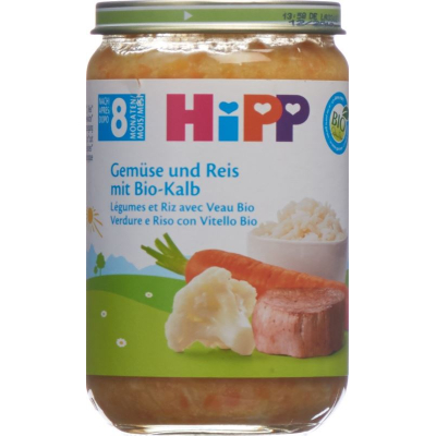 HIPP vegetables and rice with veal 8M organic glass 220 g